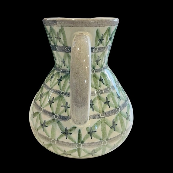 Vintage Mid Century Modern Scandinavian Pottery with green & lavender 6" Swedish - Picture 4 of 9